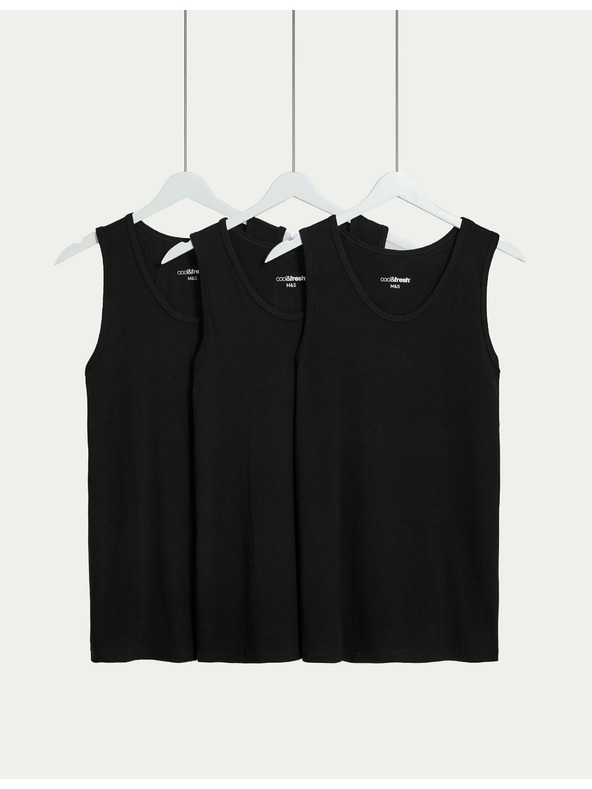 Marks & Spencer Комплект от три основни мъжки тениски в черно с технология Cool & Fresh™ Marks & Spencer