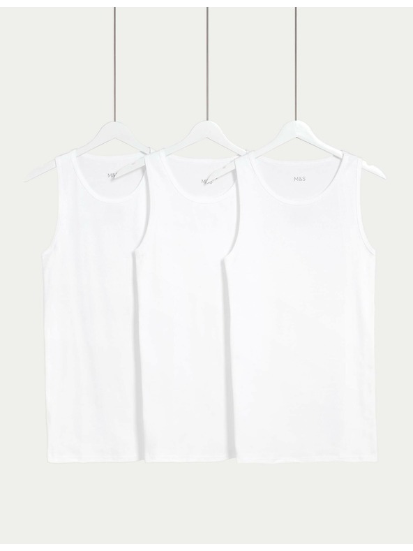 Marks & Spencer Комплект от три бели мъжки тениски Marks & Spencer