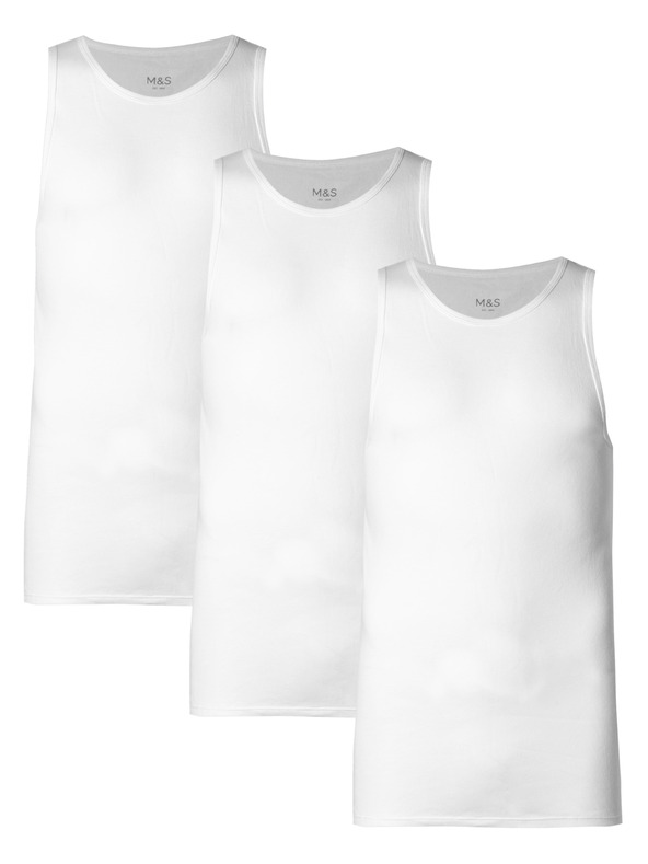 Marks & Spencer Комплект от три бели мъжки тениски Marks & Spencer