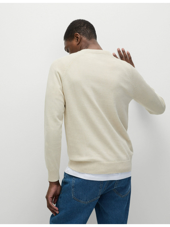 Marks & Spencer Пуловер с деколте от чист памук Marks & Spencer, бял