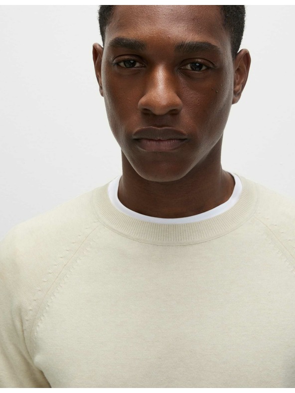 Marks & Spencer Пуловер с деколте от чист памук Marks & Spencer, бял