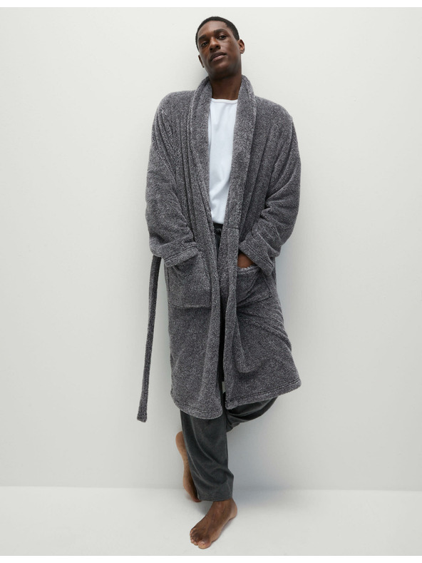 Marks & Spencer Мъжки халат Marks & Spencer Supersoft Grey