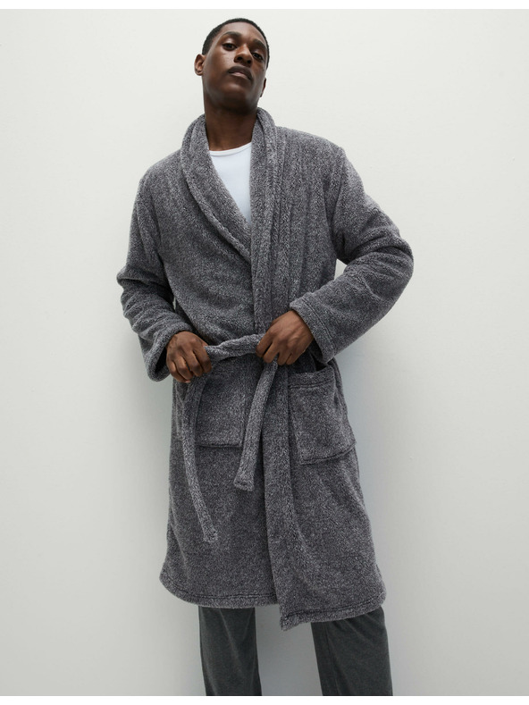 Marks & Spencer Мъжки халат Marks & Spencer Supersoft Grey