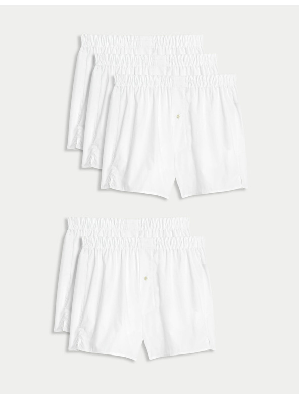 Marks & Spencer Мъжки комплект от пет бели къси панталони Marks & Spencer