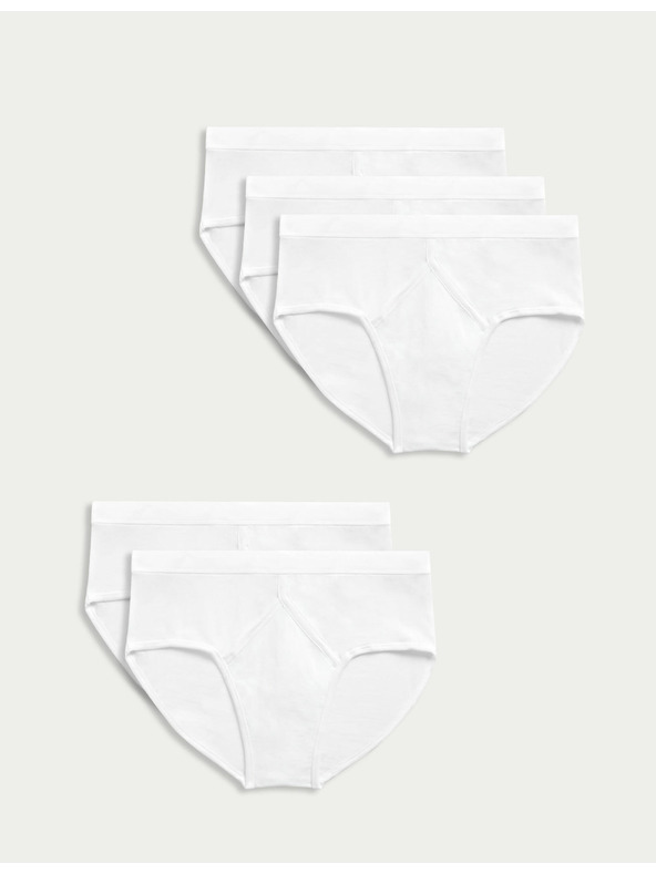 Marks & Spencer Комплект от пет мъжки слипове в бяло Marks & Spencer