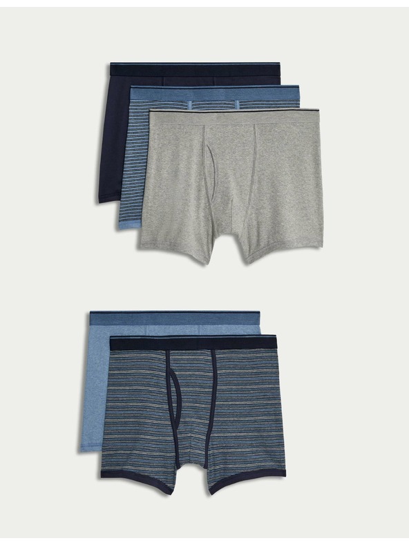 Marks & Spencer Комплект от пет мъжки боксерки в синьо Marks & Spencer