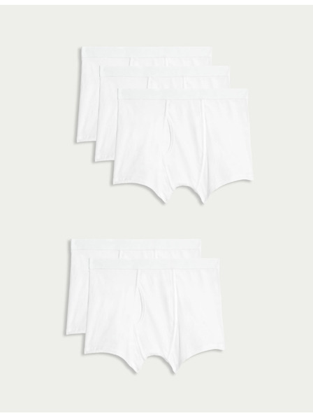 Marks & Spencer Къси памучни панталони от еластичен памук с технология Cool & Fresh™, 5 броя Marks & Spencer бяло