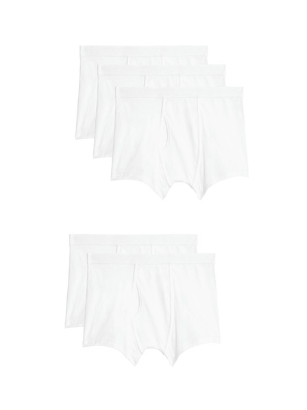 Marks & Spencer Къси памучни панталони от еластичен памук с технология Cool & Fresh™, 5 броя Marks & Spencer бяло