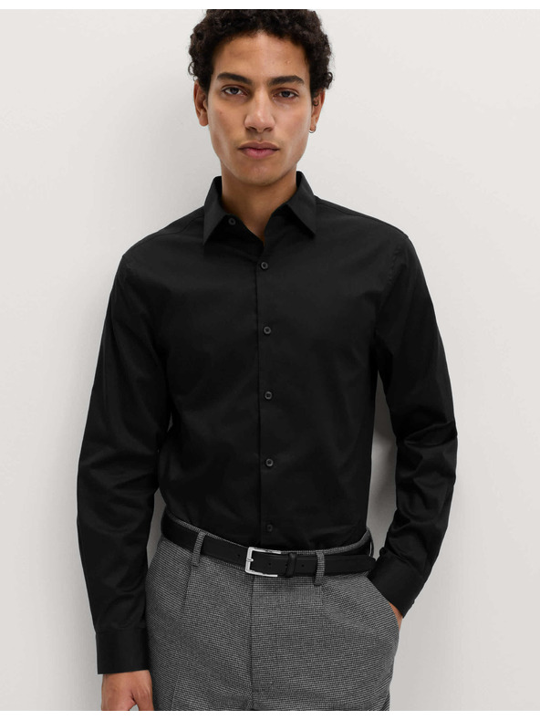 Marks & Spencer Черна мъжка памучна риза Marks & Spencer