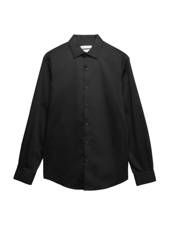 Marks & Spencer Черна мъжка памучна риза Marks & Spencer