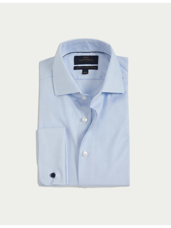 Marks & Spencer Леко вталена риза от луксозен памук с двоен маншет Marks & Spencer