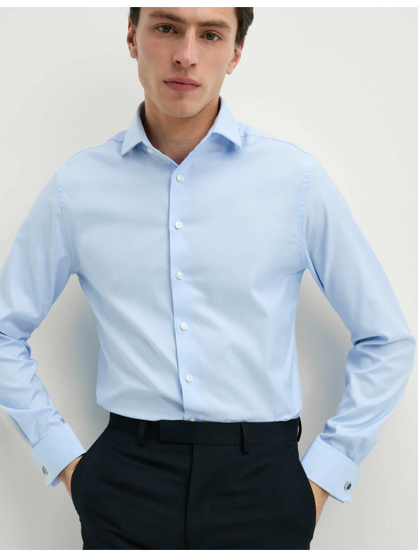 Marks & Spencer Леко вталена риза от луксозен памук с двоен маншет Marks & Spencer