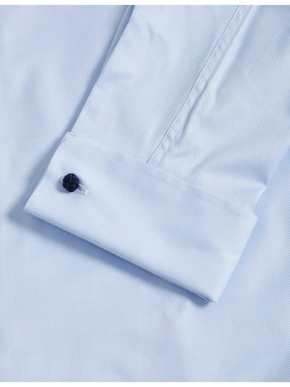 Marks & Spencer Риза с тънка кройка от луксозен памук с двоен маншет Marks & Spencer синьо