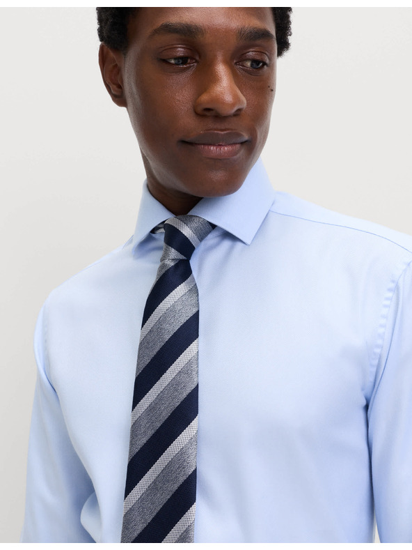 Marks & Spencer Риза с тънка кройка от луксозен памук с двоен маншет Marks & Spencer синьо