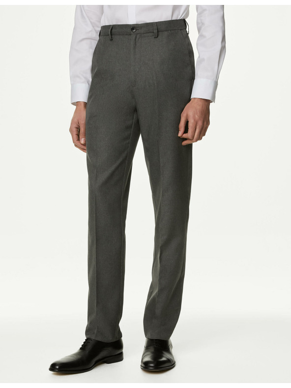 Marks & Spencer Гладки панталони за големи и високи, редовна кройка Marks & Spencer сиви