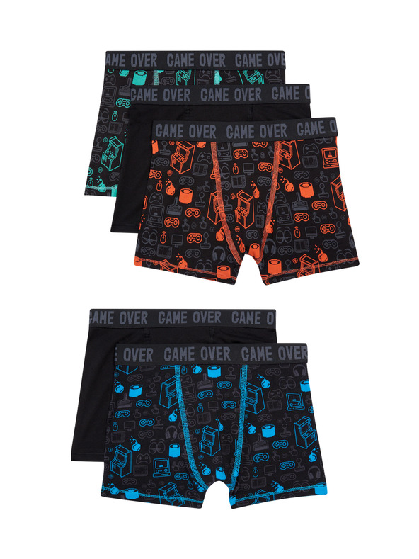 Marks & Spencer Памучни къси панталони със стреч и мотив на игра, 3 бр. в опаковка (5-16 години) Marks & Spencer