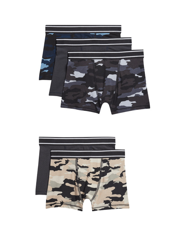 Marks & Spencer Памучни камуфлажни къси панталони със стреч, 5 пакета (5-16 години) Marks & Spencer