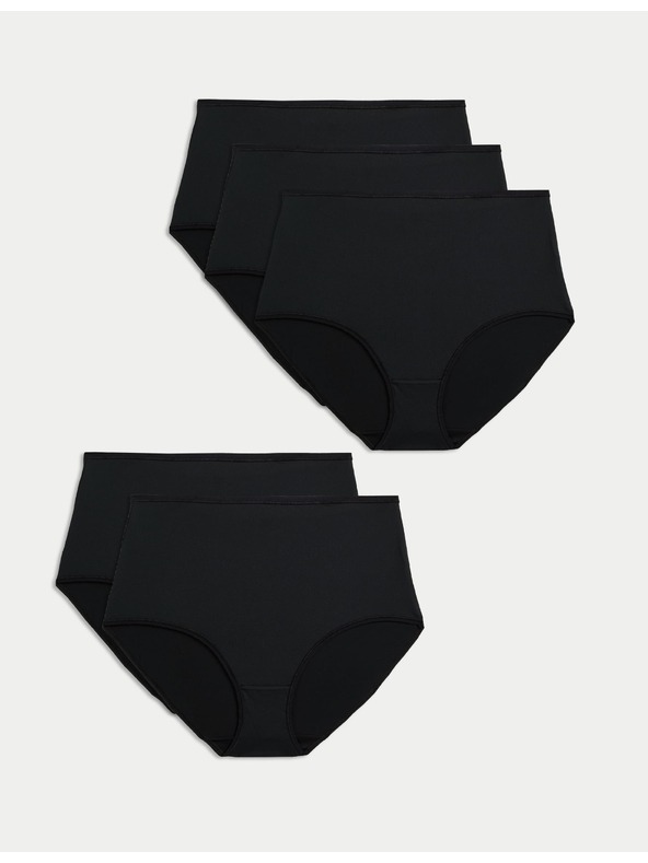 Marks & Spencer Къси панталонки с талия от микрофибър, без видими подгъви, опаковка от 5 броя Marks & Spencer черни