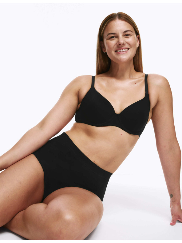 Marks & Spencer Памучни бикини с висока талия, 3 броя Marks & Spencer черни