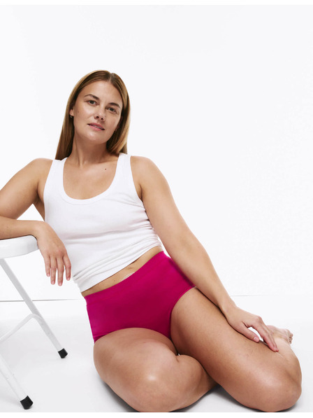 Marks & Spencer Памучни бикини с висока талия Stoma, 3 бр Marks & Spencer розови