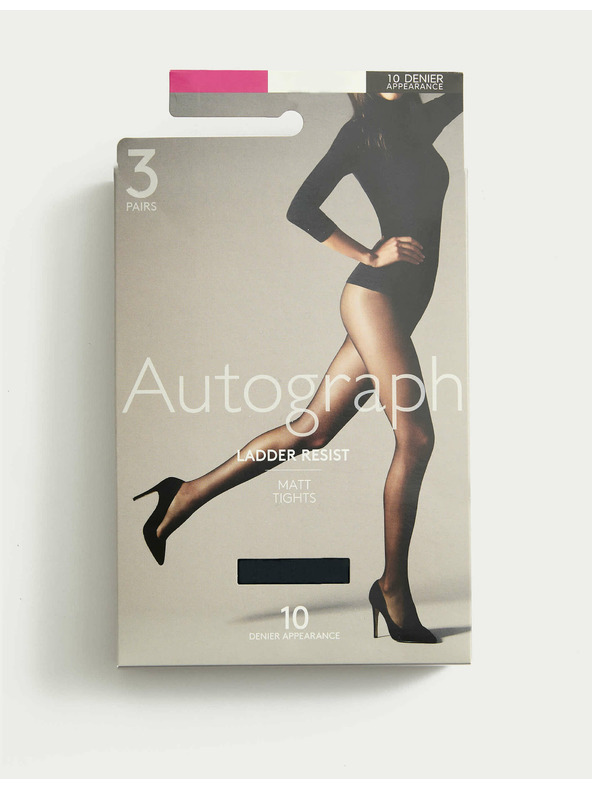 Marks & Spencer Твърд и матов чорапогащник 10 DEN, 3 бр. черни Marks & Spencer