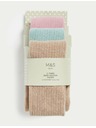 Marks & Spencer Комплект от 3 момичешки чорапогащника с ребра Marks & Spencer