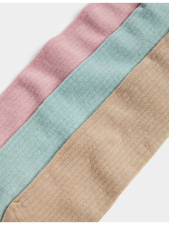 Marks & Spencer Комплект от 3 момичешки чорапогащника с ребра Marks & Spencer