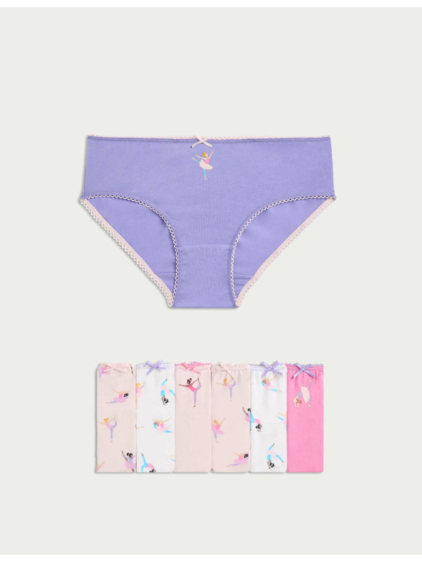 Marks & Spencer Комплект от седем цветни гащи за момичета с балерини Marks & Spencer