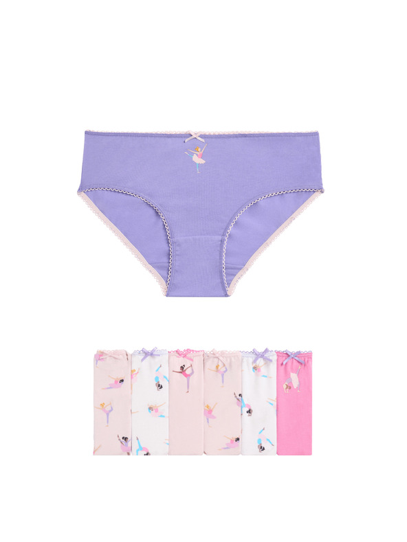 Marks & Spencer Комплект от седем цветни гащи за момичета с балерини Marks & Spencer
