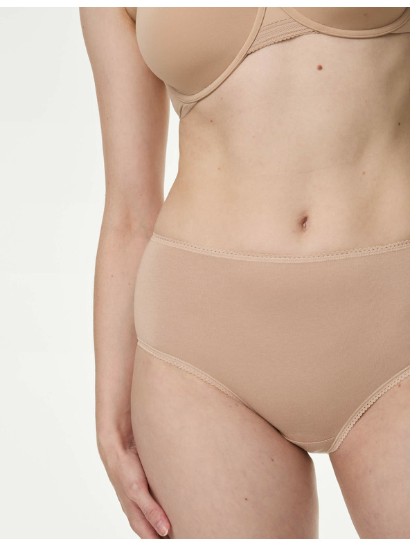 Marks & Spencer Комплект от пет дамски слипа в бежово, бяло и черно Marks & Spencer