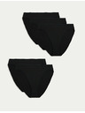 Marks & Spencer Комплект от 5 бикини за талията от памук и модал, без видими подгъви, с висока кройка Marks & Spencer черни
