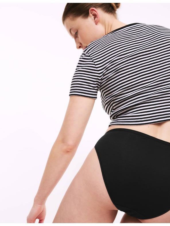 Marks & Spencer Комплект от 5 бикини за талията от памук и модал, без видими подгъви, с висока кройка Marks & Spencer черни