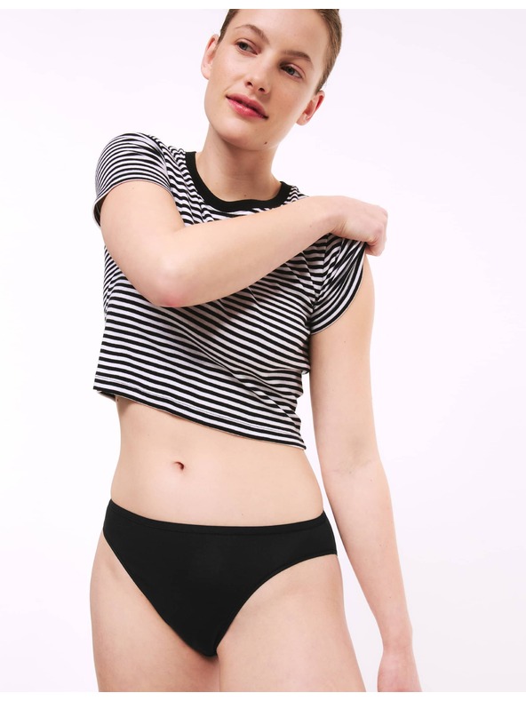 Marks & Spencer Комплект от 5 бикини за талията от памук и модал, без видими подгъви, с висока кройка Marks & Spencer черни