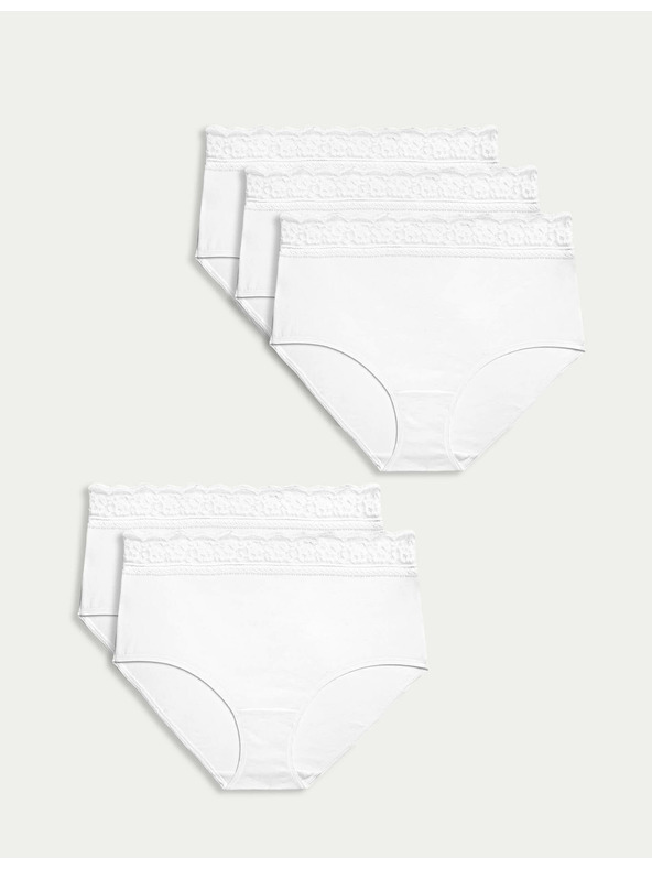 Marks & Spencer Комплект от пет дамски чинота с дантелени детайли в бяло Marks & Spencer