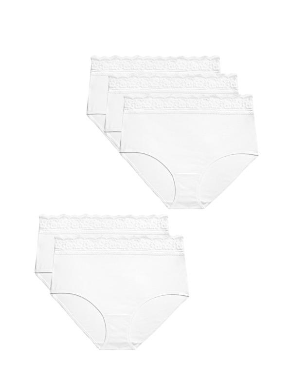 Marks & Spencer Комплект от пет дамски чинота с дантелени детайли в бяло Marks & Spencer