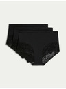 Marks & Spencer Комплект от три дамски дантелени бикини с висока талия в черно Marks & Spencer