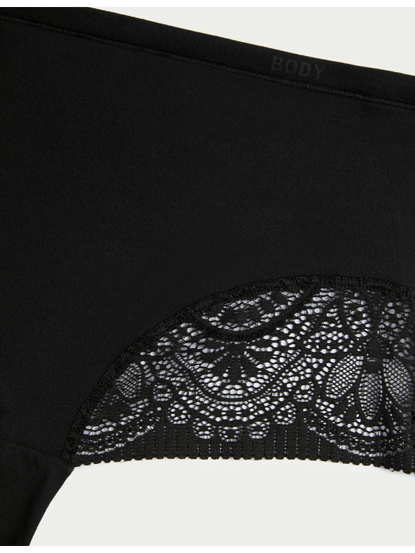 Marks & Spencer Комплект от три дамски дантелени бикини с висока талия в черно Marks & Spencer