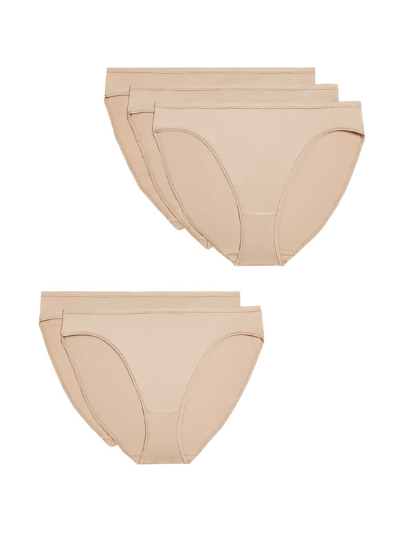 Marks & Spencer Комплект от пет дамски панталона с висока талия в бежово Marks & Spencer