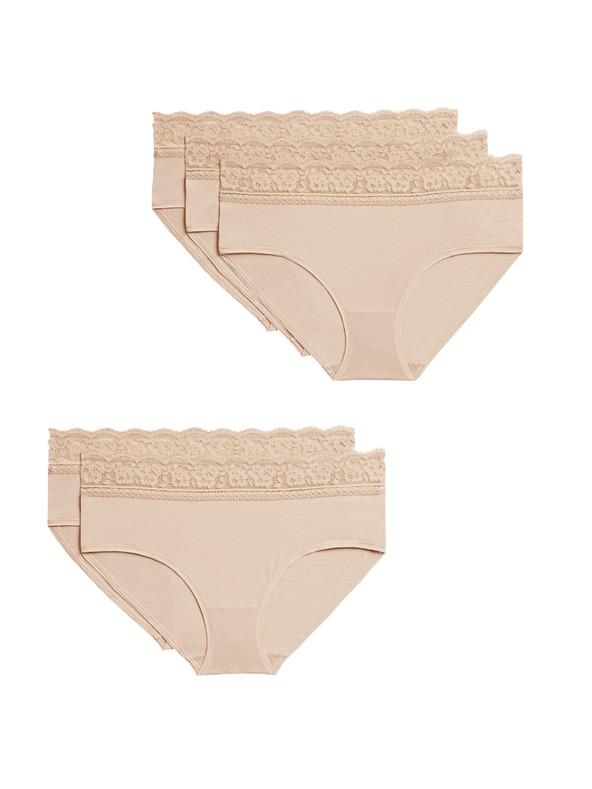 Marks & Spencer Комплект дамски бикини от пет части в бежово Marks & Spencer