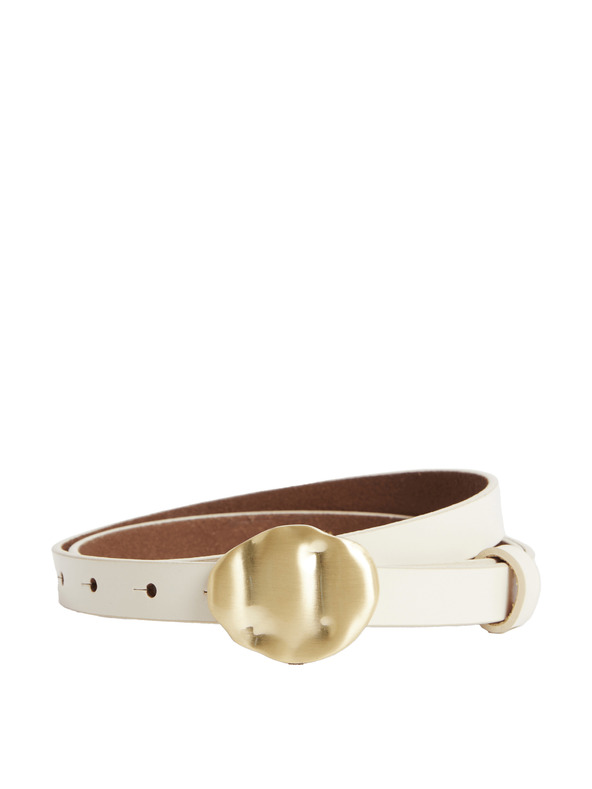 Marks & Spencer Кожен колан за дънки с катарама Marks & Spencer, бял