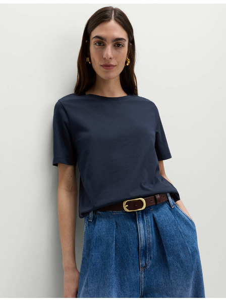 Marks & Spencer Тъмно синя памучна основна тениска Marks & Spencer за жени