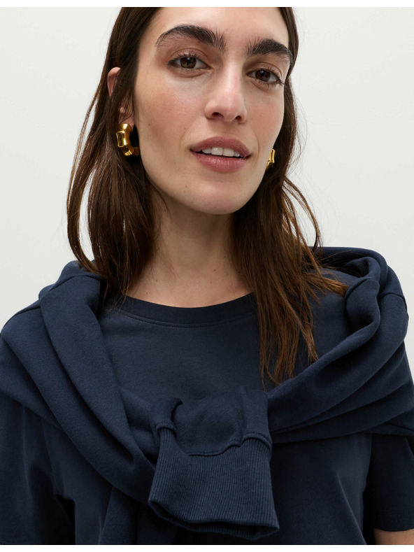 Marks & Spencer Тъмно синя памучна основна тениска Marks & Spencer за жени