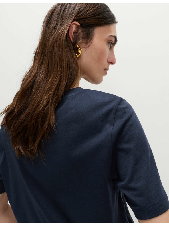 Marks & Spencer Тъмно синя памучна основна тениска Marks & Spencer за жени