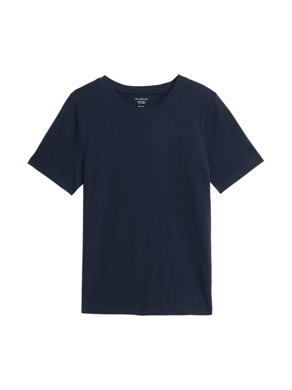 Marks & Spencer Тъмно синя памучна основна тениска Marks & Spencer за жени