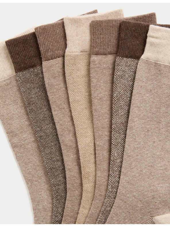 Marks & Spencer Комплект от седем чифта мъжки чорапи в кафяво Marks & Spencer