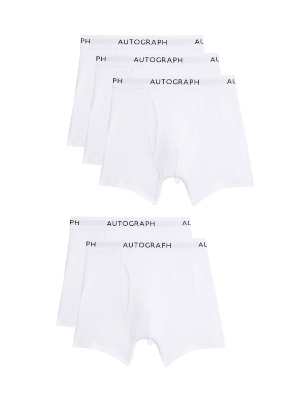 Marks & Spencer Къси панталони от памук и модал Supima®, 5 броя Marks & Spencer бели