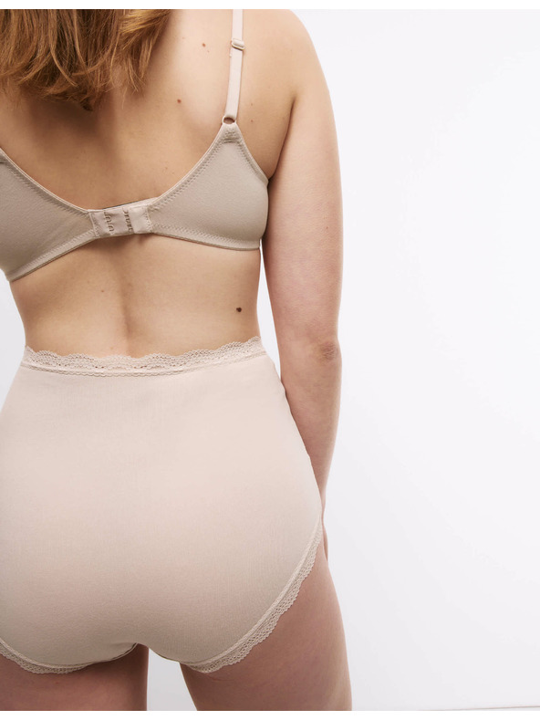 Marks & Spencer Памучни бикини с висока талия, 3 броя Marks & Spencer бежови