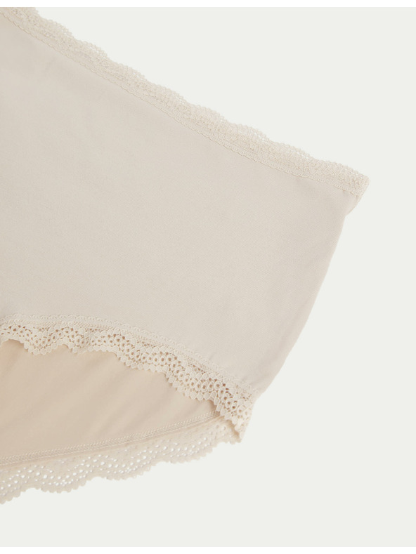 Marks & Spencer Памучни бикини с висока талия, 3 броя Marks & Spencer бежови