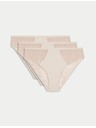 Marks & Spencer Високо изрязани слипове Body Soft™, комплект от 3 броя Marks & Spencer бежови
