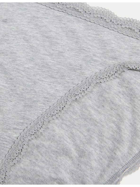 Marks & Spencer Памучни дантелени бикини с висока талия, 3 броя Marks & Spencer зелено